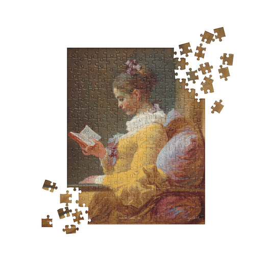 Young Girl Reading Jigsaw Puzzle